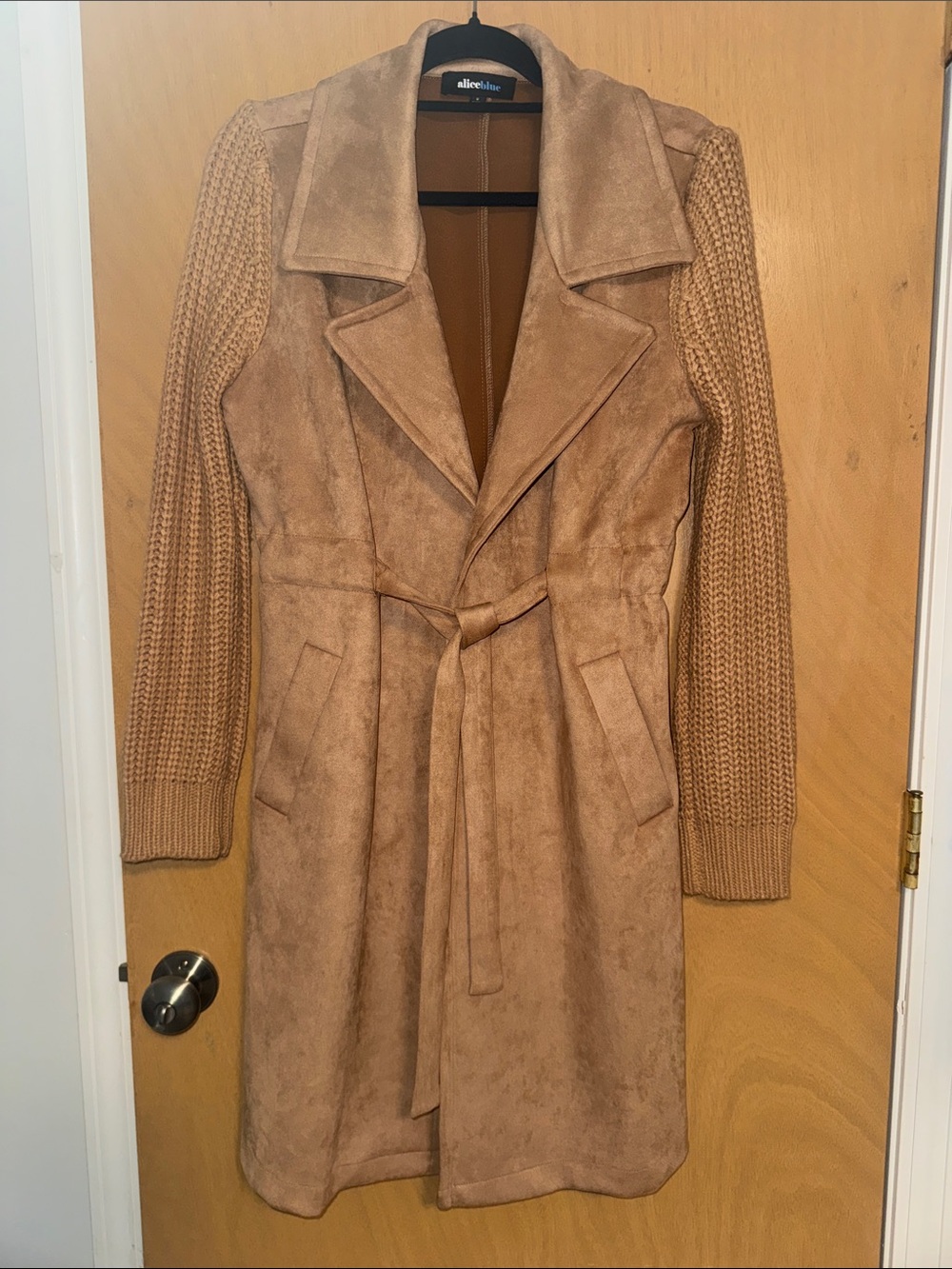 Alice Blue Faux Suede and Cable Knit Jacket